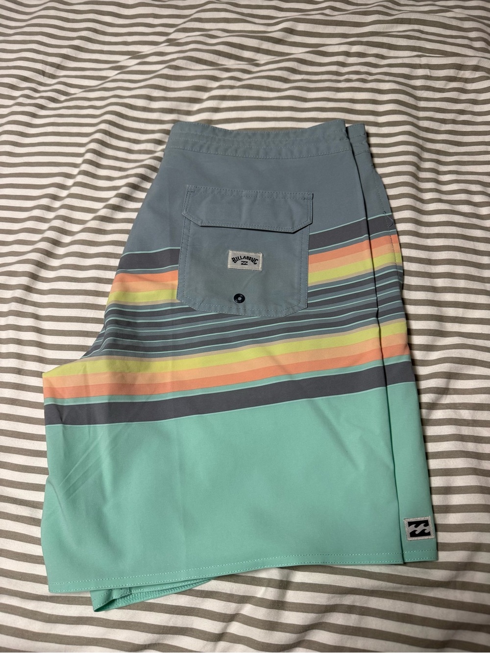 Billabong Mint, Light Blue & Multicolor Stripe Board Shorts